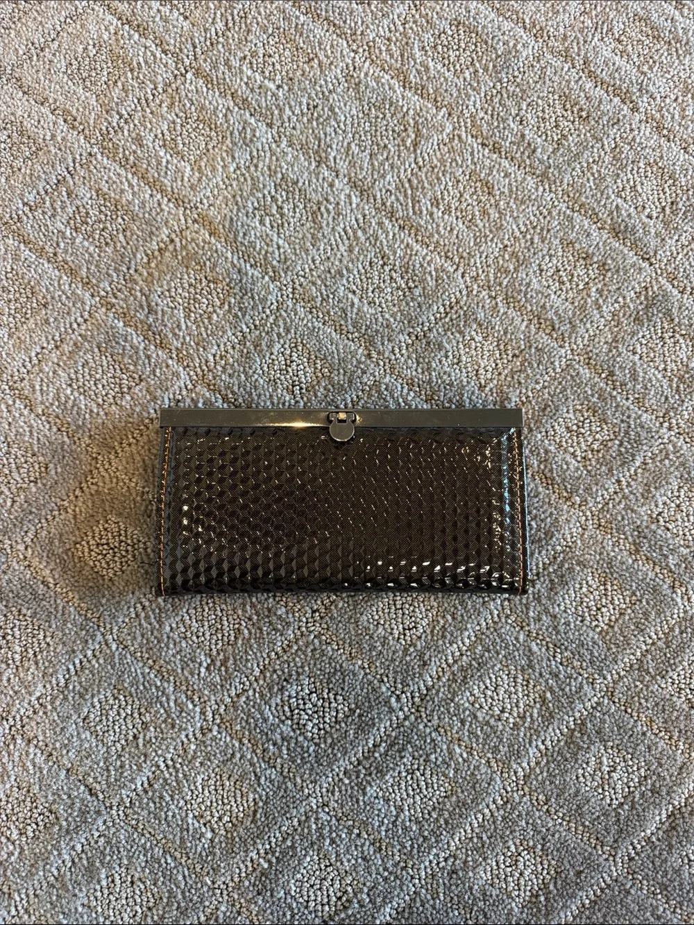 Sleek Black Patent Leather Wallet Clutch